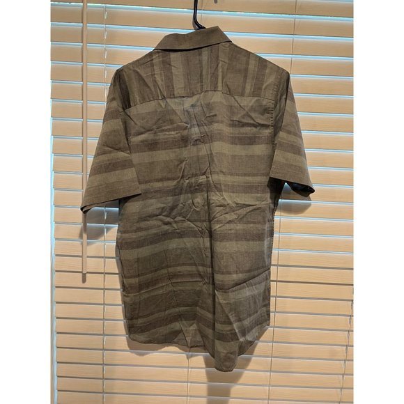 Travis Mathew Gray and Blue Striped Short Sleeve Button Up Shirt - Size L - Picture 5 of 5